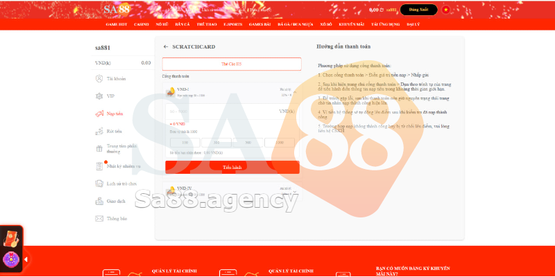 Những lưu ý khi thực hiện nạp tiền Sa88 Những lưu ý khi thực hiện nạp tiền Sa88